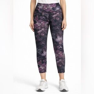 Lole Burst Ankle Leggings Floral Purple High Rise Yoga Gym Medium